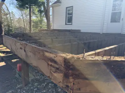 New deck framing being prepared for composite decking in Chanhassen