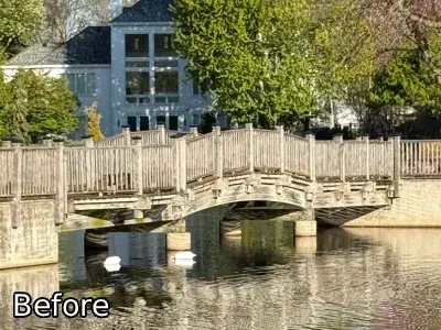 Before photo of a Hopkins community bridge before redecking work began