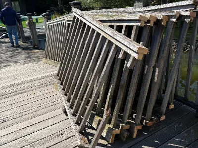 Bridge reinforcement and framing work during a community redecking project