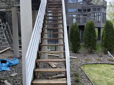 Stair framing and deck access area during the Hopkins resurfacing project