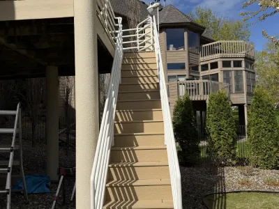 Completed stair and deck view after the Hopkins resurfacing project