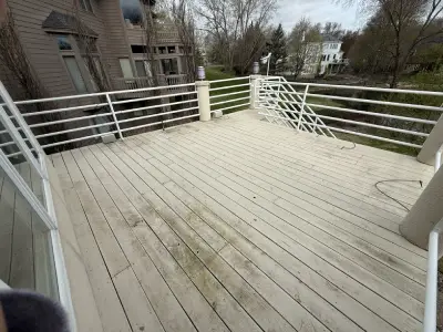 Before photo of the older Hopkins deck surface before resurfacing