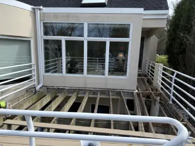 Exposed deck framing during the Hopkins resurfacing process