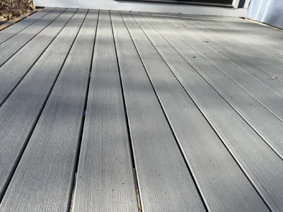 Close-up view across the new composite deck boards after installation