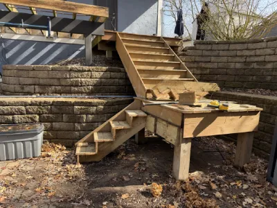 Old stair and landing area before the Minnetonka deck rebuild began