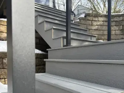 Finished composite stair treads and risers on the Minnetonka deck rebuild