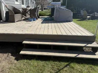 Before view of an older Wayzata deck before composite resurfacing work