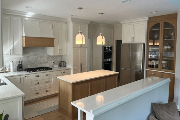 Kitchen remodel with island and pendant lights