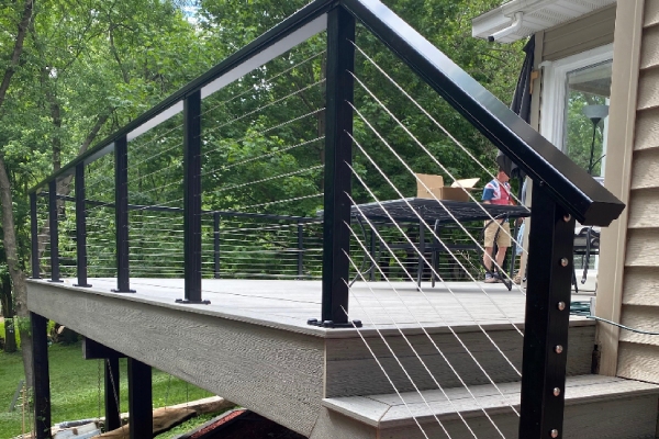 Metal railing on outdoor stairs